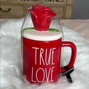 Rae Dunn Red 'True Love' Mug with Rose Lid